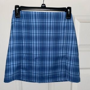Blue plaid skirt